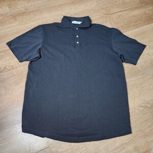 Collars & Co Mens Black Luxury Pique Cotton Polo Shirt Size XL Golf Casual
